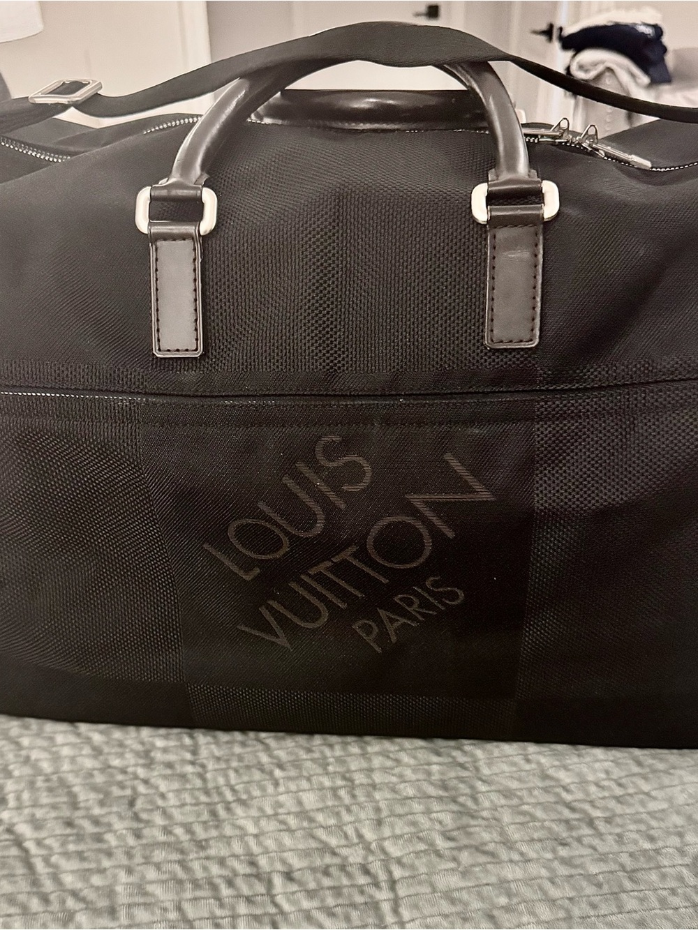 Authentic Louis Vuitton ballistic Black nylon large Duffel Bag